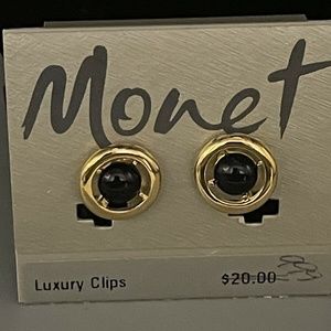 Vintage Monet Luxury Clip Earrings, Signed